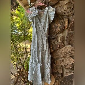 Madewell Sage Green Floral Wrap Dress